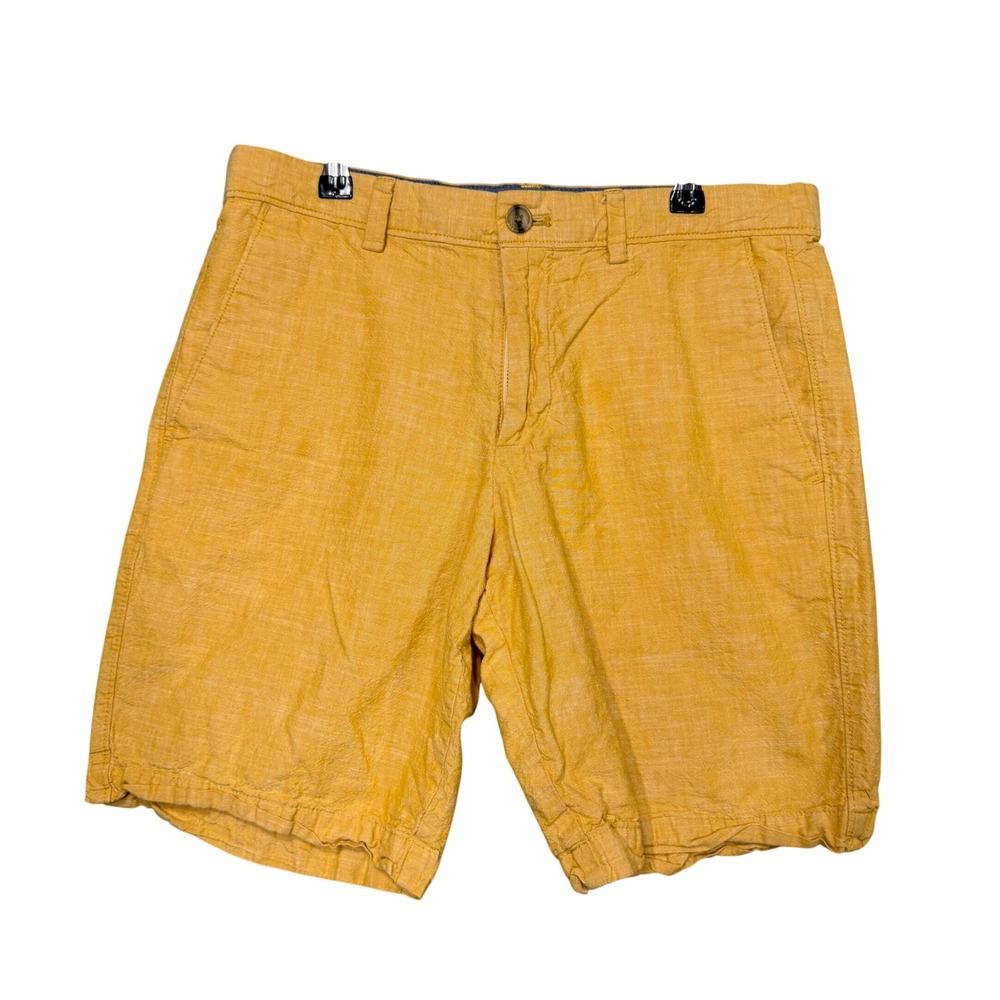 Banana Republic Chino Shorts Mens 30 Yellow Cotton Textured Slub Casual Summer